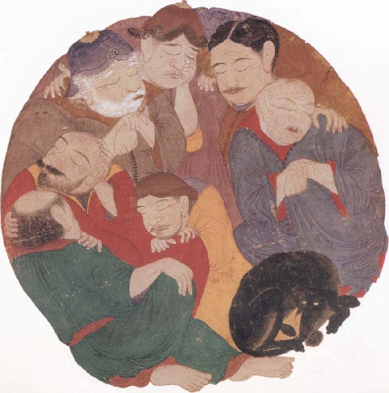 unknow artist The Seven Sleepers in the cave of Ephesus with their dog oil painting image